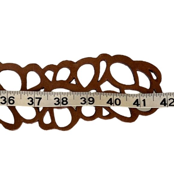 *SOLD* A&F Bohemian Brown Leather 3" Wide Cut Out M Belt Abercrombie Fitch Boho - Picture 7 of 9